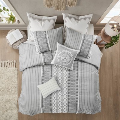 3pc Full/Queen Imani Cotton Comforter Set Gray