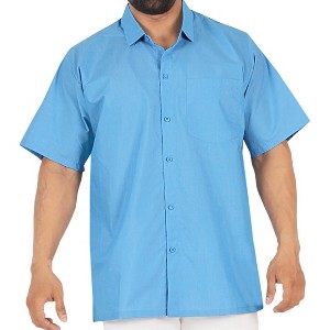 HAPPY BAY Men's Short Sleeve Button Down Solid Shirts Shirt Dress Tops with Pocket Spread Collar Camp Beach Vacation Shirts for Men M Water Plain - 1 of 4