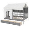 Polibi Full Size House Bed with Soft Tent Canopy, Bookshelf, Dual Drawers & USB Charging Ports - 3 of 4