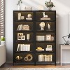 Tall Display Cabinet with Glass Doors, 5-Tier Steel Barister Bookcase Curio Cabinet Storage Cabinet Accent Cabinet Pantry Organizer, Black-ModernLuxe - 3 of 4