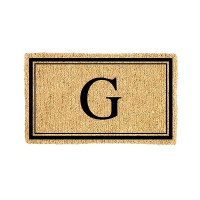 Evergreen Monogram Indoor Outdoor 100% Natural Coir Doormat 28" x 16" |  Letter  "G"