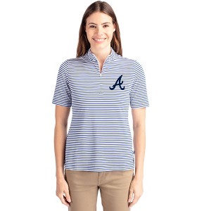 Atlanta Braves Cutter & Buck Virtue Eco Pique Stripe Recycled Womens Top - 1 of 1