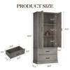 Modern Kitchen Pantry Closet with Adjustable Shelves and 2 Doors and Drawers, Cupboard for Dining Room, Living Room, White & Rustic Grey - 3 of 4