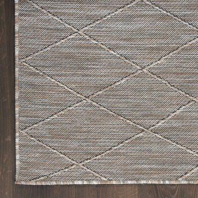 Grey Mocha Geometric Flat Woven Synthetic 10' x 14' Area Rug