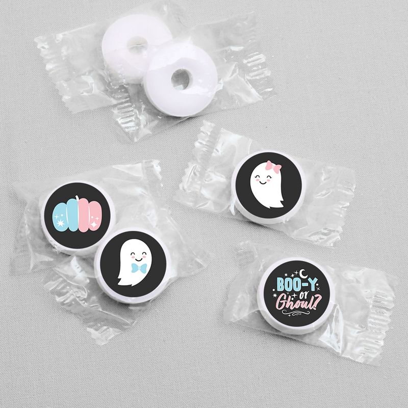 Big Dot of Happiness Boo-y or Ghoul - Halloween Gender Reveal Party Round Candy Sticker Favors - Labels Fits Chocolate Candy (1 sheet of 108), 3 of 6