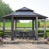 AMERLIFE 13x15FT Hardtop Hexagon Gazebo, Double-Tier Pavilion with Bench, Patio/Garden/Backyard - 2 of 4