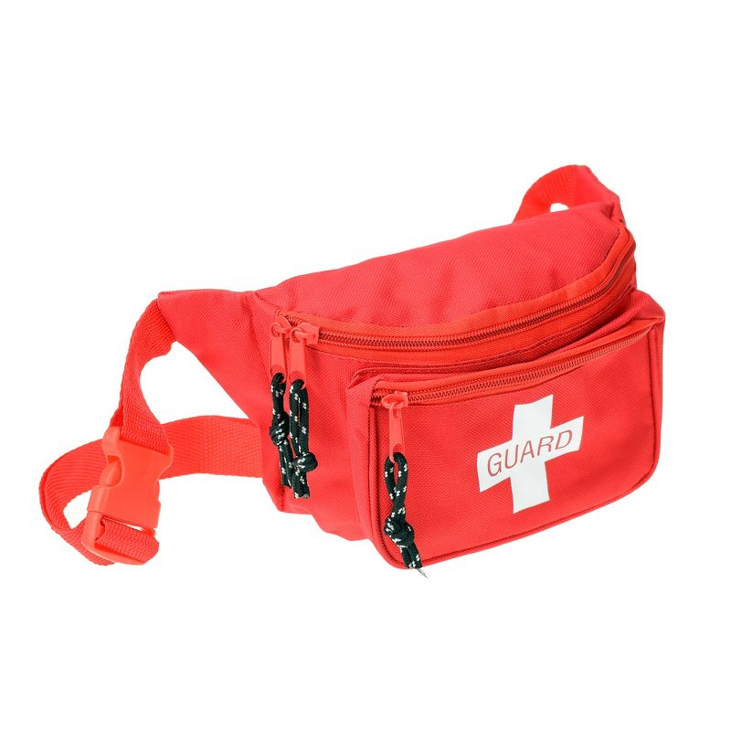 Dealmed Lifeguard Fanny Pack with Adjustable Waist Strap and Zipper Pockets, Red (Pack of 1), 1 of 5