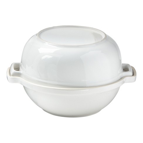 tagltd White Stoneware Bread Baker and Roaster Round with Handles Dishwasher Safe, 10.5"Lx9.00W"x6.25"H, 64 oz. - image 1 of 2