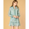 INSPIRE CHIC Women's Floral Dress Loose Chiffon Ruffle Self Tie Neck Shift Dresses - 3 of 4