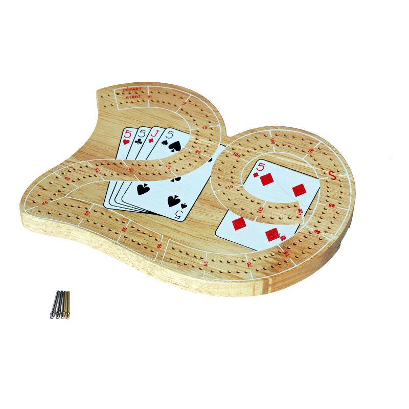 WE Games 29 Cribbage Set - Solid Wood  Board with Metal Pegs, 1 of 5