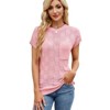 Women's Checkered Knit Round Neck Short Sleeve Top Lightweight and Stylish Summer Sweater T-Shirt - 4 of 4