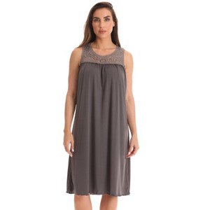 Dreamcrest Women's Silky Soft Nightgown - Elegant Crochet Trim Sleep Dress for Comfortable Nights - 1 of 3