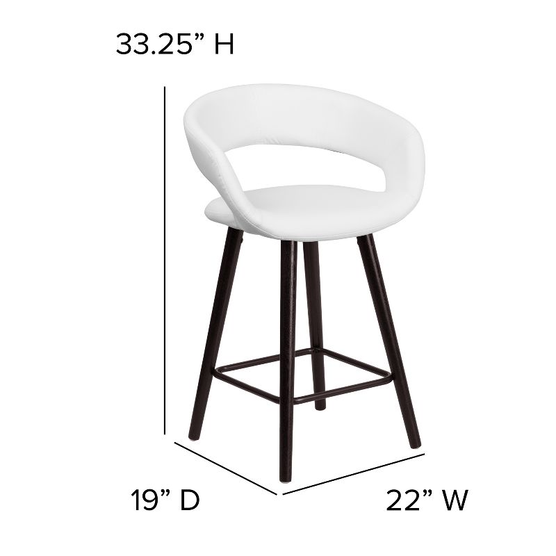 Emma and Oliver 2 Pk. 24'' High Contemporary Vinyl Counter Height Stool with Cappuccino Wood Frame, 5 of 12