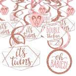 Big Dot of Happiness It's Twin Girls - Pink and Rose Gold Twins Baby Shower Hanging Decor - Party Decoration Swirls - Set of 40