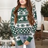 Girls Christmas Pullover Sweater Holiday Knitwear Crew Neck Long Sleeve Sweater with Festive Pattern - 2 of 3