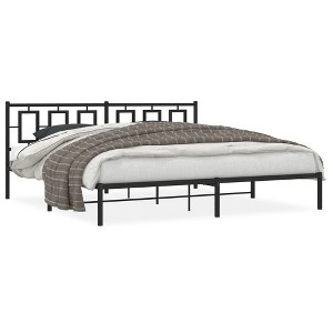 vidaXL Metal Bed Frame with Headboard Black 76 in.x79.9 in. King - 1 of 4