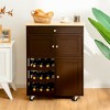 Costway Rolling Kitchen Island Serving Cart Storage Cabinet w/ Wine Rack - 4 of 4