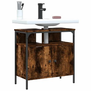 vidaXL Bathroom Sink Cabinet Smoked Oak 23.6"x11.8"x23.6" Engineered Wood - 1 of 4