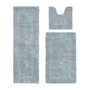 Lux Premium 100% Cotton  Ultra-Soft Tufted Solid Reversible 3 Piece Bath Rug Set, Water-Absorbent, Durable, Machine Washable Bathroom Rug - 1 of 4