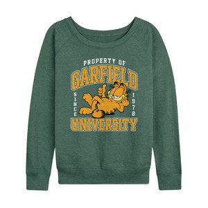 Women's - Garfield - Varsity Lightweight French Terry Wide Neck Long Sleeve Shirt - 1 of 4