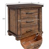 NicBex Set of 1/2 Farmhouse Nightstand,Bedside Tables with 3 Drawers for Bedroom,Living Room,Brown - 3 of 4