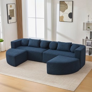 Whisen Boneless Couch Modular Sectional Sofa & Compression Sofa with Deep Seating and Curved Design - 1 of 4