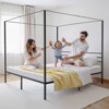 VEVOR King Size Canopy Bed Frame, Metal Canopy Bed with Four Posters Design, Heavy Duty Steel Slats Support, Underbed Storage Space, Black - 2 of 4