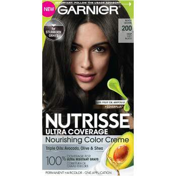 Garnier Nutrisse Ultra Coverage 100% Gray Coverage Permanent Hair Color - 200 Deep Soft Black
