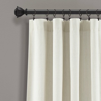 Neutral Beige and White Cotton Striped Light-Filtering Curtain Panels, 40" x 84"
