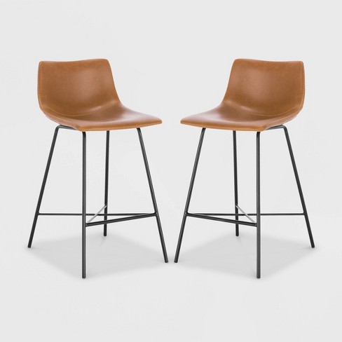 Tan leather 2024 counter height stools