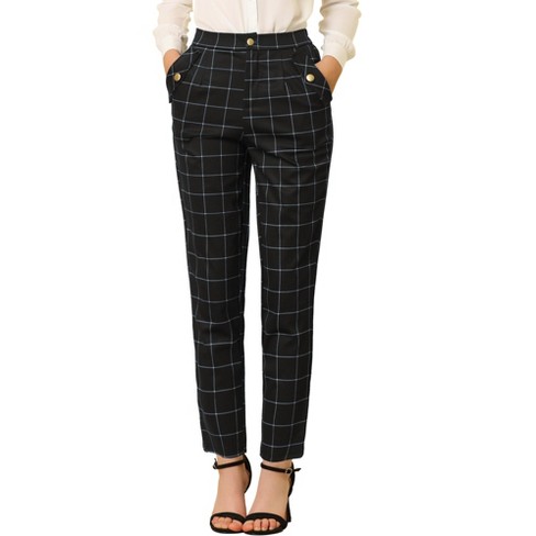 A New Day Women's Plaid Kick Flare Pants (Black/White, 8) at  Women's  Clothing store