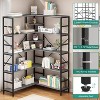 5 Tier Corner Bookcase, Industrial L-Shaped Wooden Bookcase, Large Storage Display Shelf with Metal Frame, Home Office, Living Room, Kitchen - 4 of 4