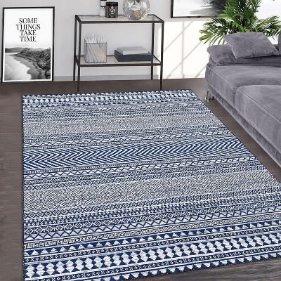 Modern Washable Rug - Non-Slip Kitchen & Bathroom Mat for Laundry, Nursery, Office, Living & Dining Room - Contemporary Carpet