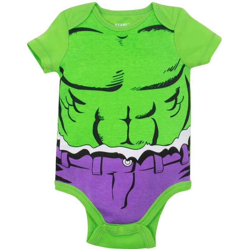 Marvel Avengers Captain America Spider-Man Thor Hulk Cosplay Short Sleeve Baby Bodysuit and Hat Newborn to Infant, 2 of 7
