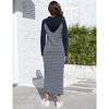 Womens Sweatshirts Dress Maxi Hoodie Dress Long Sleeve Sheath Dress Stripes Dress with Front Pocket - 2 of 4