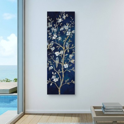 16" x 48" Indigo Spring I by Nan Unframed Wall Canvas - Masterpiece Art Gallery: Vertical Botanical MDF Art for Living Room
