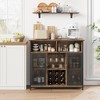 Garvee Coffee Bar Cabinet, Industrial Buffet Storage Cabinet with Mesh Doors and Adjustable Shelves for Kitchen Living Dining Room, Rustic Brown - 4 of 4