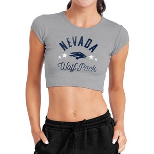 Women's University of Nevada Mascot Cap Sleeve Baby Rib Crop Top Athletic Heather - 1 of 4
