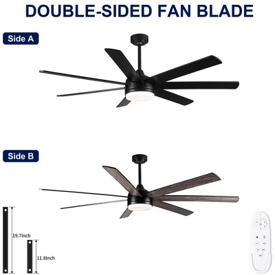 YUHAO 84 in. Indoor Industrial Aluminum Blades Reversible DC Motor Ceiling Fan with Light and Remote Control