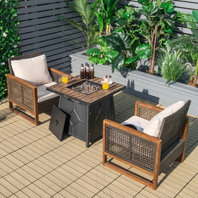 28'' Black and Brown Steel Gas Fire Pit Table