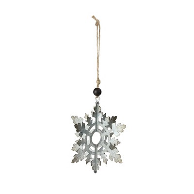 Melrose 8.5" Galvanized 3 Dimensional Snowflake Christmas Ornament - Silver