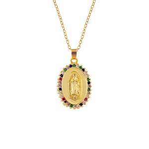 Anna-Kaci Gold Plated Crystal Rhinestone Mary Catholic Necklace Christian Jewelry for Women - 1 of 4
