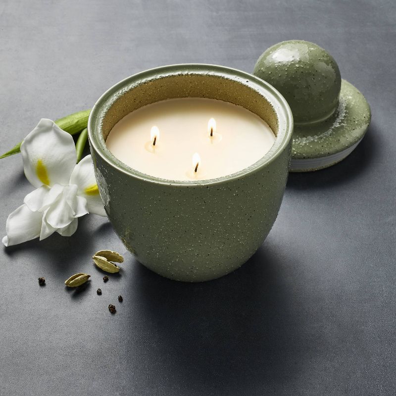 3-Wick 18oz Ceramic Green Flame Candle with Knob Lid - Threshold&#8482; designed with Studio McGee, 3 of 11