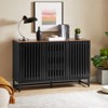 TIRAMISUBEST 3-Drawer Buffet Cabinet with Slatted Doors, Mid-Century Storage for Dining Rooms - 4 of 4