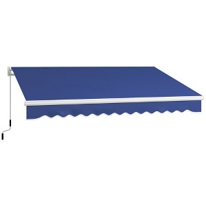13' x 8' Patio Awning, Manual Retractable Sun Shade with UV Protection and Easy Crank Opening - 1 of 4