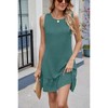 Summer Mini Dress Tank Shift Dress Back Tie Sundress with Flounce Hem U Neck Sleeveless A-line Sundress Flowy Beach Dress - 3 of 4