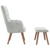 vidaXL Relaxing Chair with a Stool Light Gray Velvet - 4 of 4