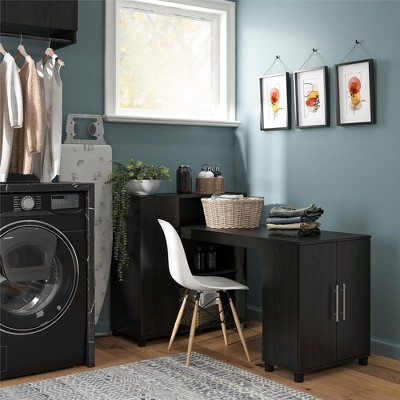 Camberly Black Oak Office Cabinet with Adjustable Shelving