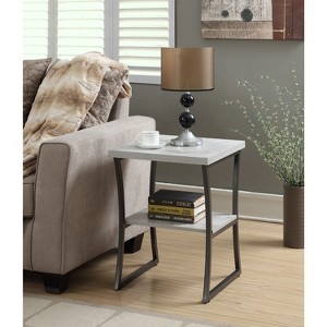HomeStock Belmont Contemporary End Table with Powder Coated Metal Frame, Sturdy Bottom Shelf and Stylish Minimalist Modern Look - 1 of 4