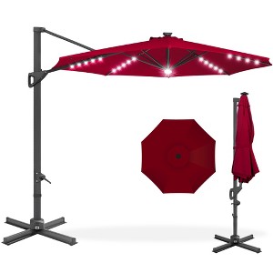 Best Choice Products 10ft 360-Degree Solar LED Lit Cantilever Patio Umbrella, Outdoor Hanging Shade - 1 of 4